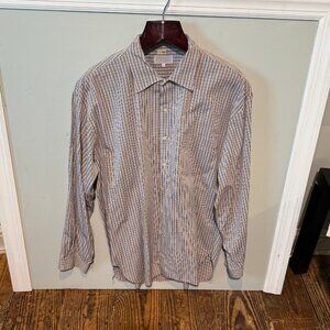 VINTAGE Barneys New York Dress Shirt Made in Italy Men Size L Button Up RARE